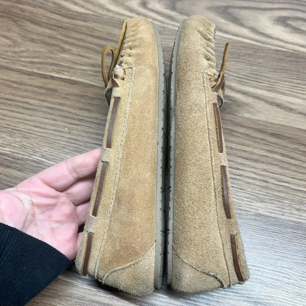 Minnetonka‎ Women’s Suede Pile Moccasins Slipper Shoes Tan Size 7M